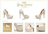 Open Toe Platform Heel Beige