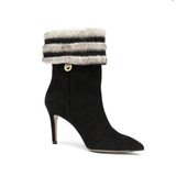 Black And White Fur Ankle Boots