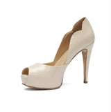 Open Toe Platform Heel Beige