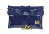 Patent Leather Navy Clutch