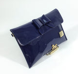 Patent Leather Navy Clutch