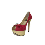 Red Suede Platform Heels