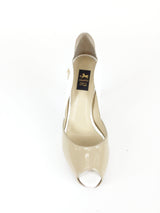 Open Toe Platform Heels Beige